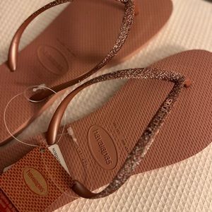 Havaianas Slim Glitter II Flip Flops Size EUR 43/44 USA 11/12 Crocus Rose